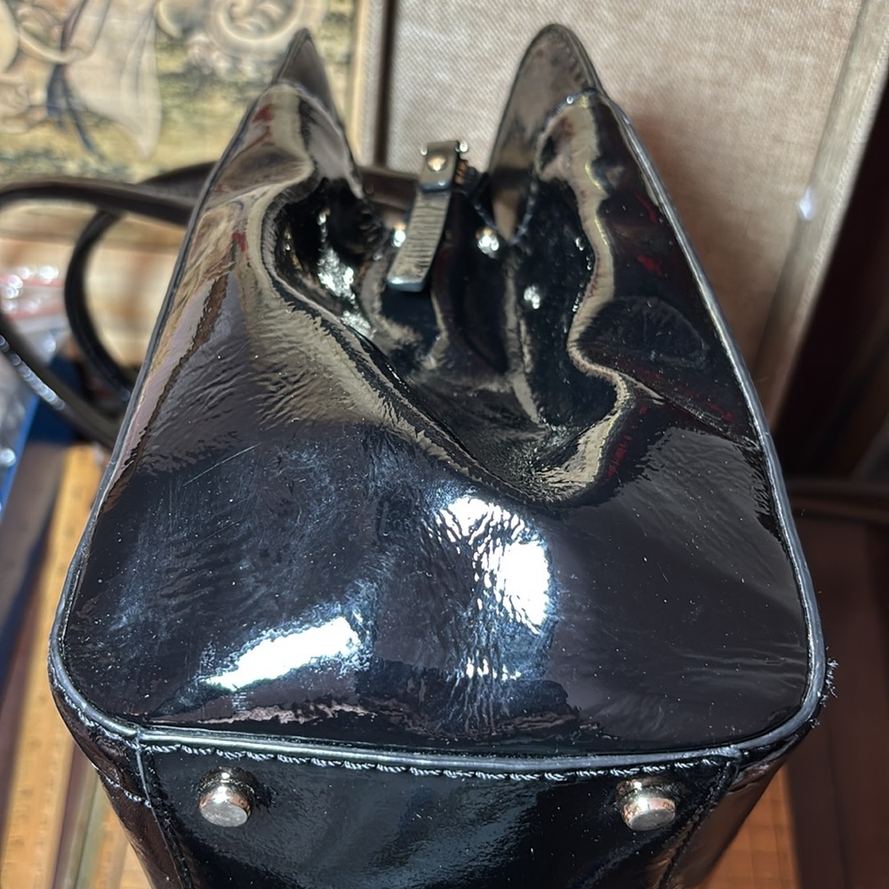 Kate Spade Black Shoulder Bag w Glossy Patent Finish and Branded Fabric Dust Bag - Picture 7 of 17